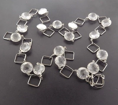 Juego de canales de cristal acrílico cadena de intervalo Sautoir 40" tono plata Foto 1 de 4