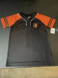 MLB Baltimore Orioles Girls Large 10/12 Jersey T Tee Shirt NWT Quarter Button - Picture 1 of 5