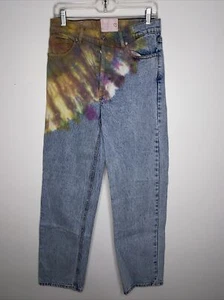 Jeans donna Revice tie dye taglia 27 made USA vita alta mamma jeans bottoni mosca anni 90 - Foto 1 di 9