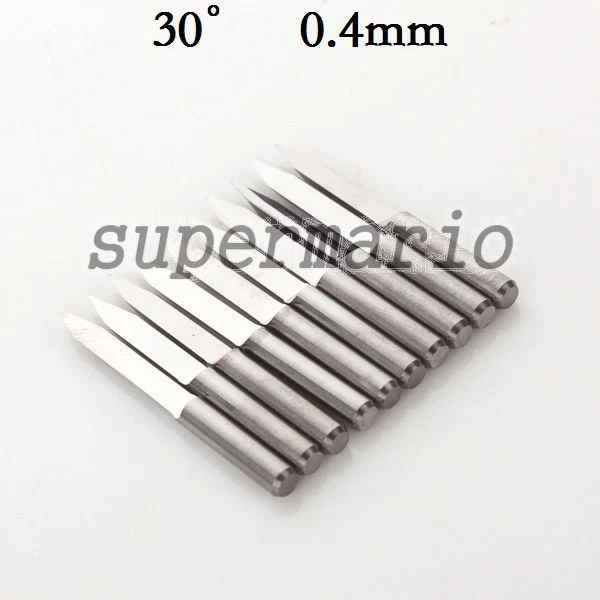 10 x1/8'' Carbide Extra-Long Engraving Bit vs Blade CNC Router Tool 30Deg 0.4mm - Image 1 of 1