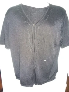 Cárdigan negro Sag Harbor para mujer 2 capas 1 pieza con suéter suéter suéter tanque talla 2X - Imagen 1 de 3