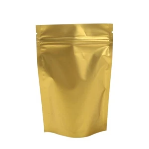 100 bolsas de pie resellables de papel de aluminio metálico de oro 10x15 cm (3,9x5,9") - Imagen 1 de 6