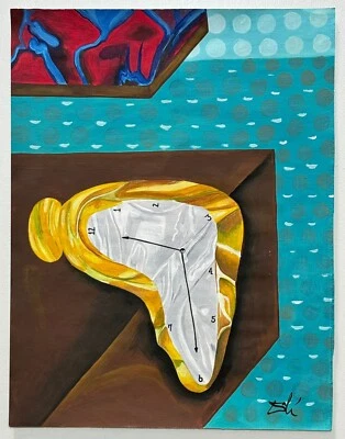 Salvador Dalí (Handmade) Drawing On old Paper Signed & Stamped, Vtg Art - Image 1 of 4