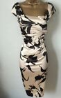 Gorgeous Coast Black Floral Satin Fitted Dress Occasion Wedding Size UK 16