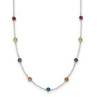 Sterling Silver 9-Station Multicolor Cubic Zirconia 18" Necklace