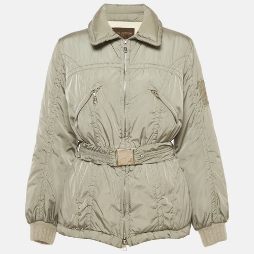 LOUIS VUITTON（LV） Piumino Louis Vuitton grigio nylon con cintura e zip M