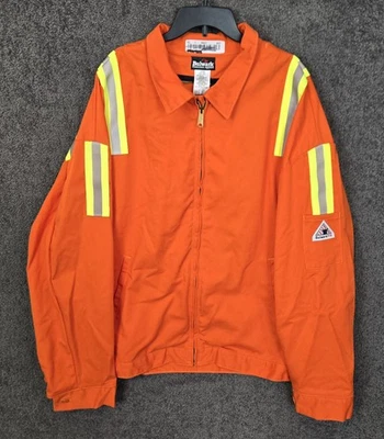 Bulwark FR Jacket Men's 4XL Orange Hi Vis Full Zip Reflective Construction Work - Image 1 of 4