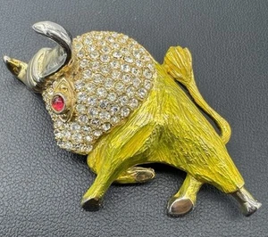 RARA SPILLA VINTAGE ANNI 60 LES BERNARD FIGURATIVA TORO GIOIELLO SMALTO SPILLA - Foto 1 di 8