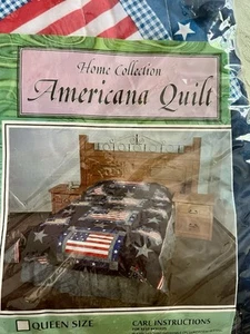 VINTAGE New Home Collection AMERICANA QUILT USA Flag Full Size New NIP - Picture 1 of 3