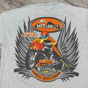 VNTG Y2K Sturgis Race At The Rally Gray T-Shirt Size Medium EUC - Picture 1 of 7