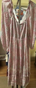 Penelope Rose Dress XL Cottagecore Smocked Floral Pink Prairie Feminine - Picture 1 of 2