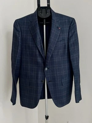 Chaqueta Blazer Isaia Napoli Para Hombre 38S 48 IT Azul Lana a Cuadros Nueva Con Etiquetas Barneys Nueva York Foto 1 de 4