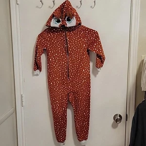 Cat & Jack Giraffe Pajamas With Hood Size XS 4/5 Zip-Up Girls Fun Warm Comfy - Picture 1 of 6
