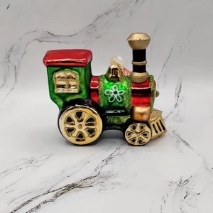 Treno in vetro soffiato locomotiva addobbo natalizio glitterato festeggialo  - Foto 1 di 12