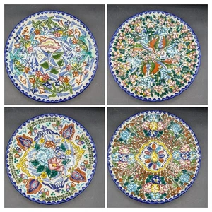 Set 4 Talavera Pottery Floral Dinner Wall Plates, Mexico, 11 Inch, EUC - Picture 1 of 16
