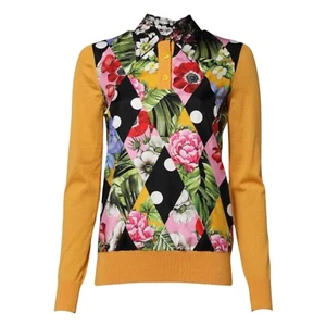 DOLCE & GABBANA Top Multicolor Floral Long Sleeves Polo IT36/US2/XXS 2630usd - Picture 1 of 6