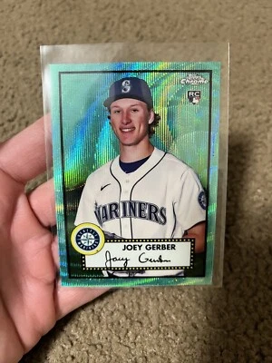 2021 Topps Chrome Platinum Joey Gerber RC #88 Aqua Wave Refractor - Image 1 of 2