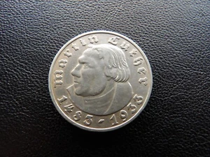 Moneda de plata Alemania Martín Lutero 1933 F 5 Reichsmark Mark H2 - Imagen 1 de 3