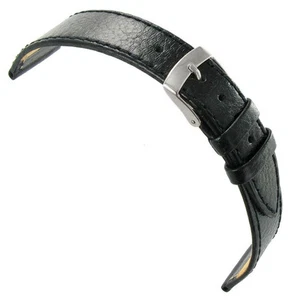 20mm Milano Black Textured Genuine Italian Leather Stitched Watch Band XL 753 - Picture 1 of 2