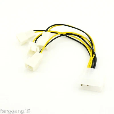 Molex 4 Pin Male to 4 x 3 Pin Male Computer Fan Y Splitter Extension Cable Wire - Image 1 of 4