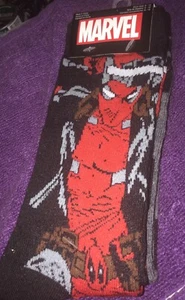 Marvel Deadpool - 2 Pair Of Novelty Socks (Shoe Size 6-12) New - Picture 1 of 3