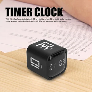 (Black)Cube Pomodoro Timer Simple Operation Rotating Productivity Timer Clock - Picture 1 of 24