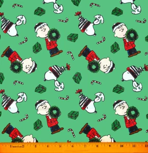 Tela de Navidad de cacahuetes - MEDIA YARDA - 100 % algodón Snoopy Charlie Brown - Imagen 1 de 1