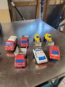 1979 Mattel First Wheels 8 Truck Lot Police, Fire, Dozer, Camper, Hot Wheels VTG - Picture 1 of 11