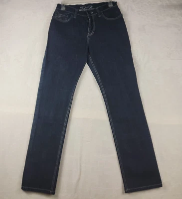 Pantalones de mezclilla para mujer 4 Zena elásticos azules oscuros pierna recta adornados Foto 1 de 4