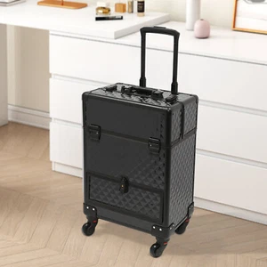 Carro de Maquillaje Rodante Maquillaje Tren Estuche Duradero Gran Capacidad Organizador con Bloqueo - Imagen 1 de 12