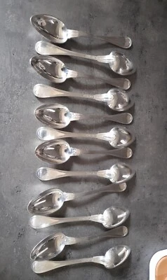 12 Cucchiai Da Tavola In Metallo Argentato Modello Filetto Orfèvre Christofle - Immagine 1 di 4