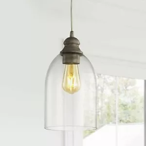 JONATHAN Y JYL3523A Fontaine 6.25" Adjustable Farmhouse Greige Glass LED Pendant - Picture 1 of 4
