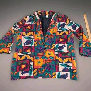 Chaqueta Cuadrada KenSington De Colección Extra Grande Bloques de Color Estampado de Frutas Abrigo Blazer EE. UU. - Imagen 1 de 13