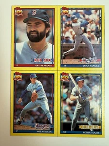 1991 Topps Baseball Box Bottom Panel Set #4 Nolan Ryan & Yount Reardon Samuel - Picture 1 of 2