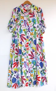 New Virtuelle Taking Shape Shirt Dress 20 Midi Floral TS Button Colourful - Picture 1 of 9