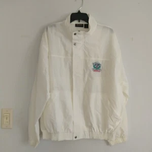 VTG Antigua Golf Cadillac NFL Golf Classic Windbreaker Jacket L Ivory Full Zip - Picture 1 of 10