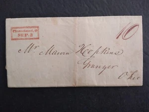 Ohio: Cleveland 1833 Stampless Cover, GEM BOXED RED STRAIGHT LINE WITH SEPT 3 - Picture 1 of 7