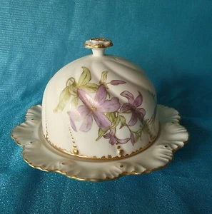 Frederic Lanternier AL LIMOGES Depose FRANCE Satin Bisque COVERED CHEESE DISH - Picture 1 of 6