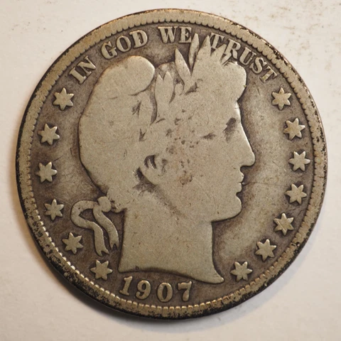 1907   S  BARBER HALF DOLLAR ***NICE COIN!***  FREE SHIPPING! A3679 Cover