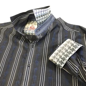 Camisa Robert Graham Para Hombre XL Puño Abatible Conocimiento Sabiduría Verdad Azul Rayas Leer - Imagen 1 de 12