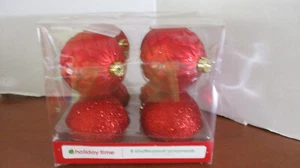 HOLIDAY TIME~ Set di 8 PALLINE INFRANGIBILI IN RASO E GLITTER addobbi natalizi~Nuove con scatola - Foto 1 di 7
