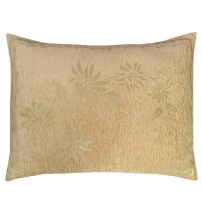 Chenille Beige Floral (Mint Mum Flower) 22"x30" Porch Garden Pillow Cover Sham - Image 1 of 4