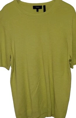 THEORY Soft Waffle Knit Warm Yellow Short Sleeve Men's Large Shirt, EUC  - Image 1 of 4