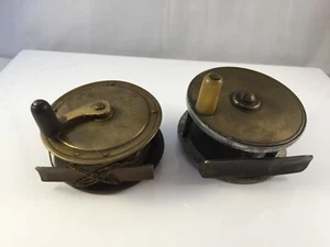 2 Vintage Messing Angelrollen - Durchmesser von 2 5/8" und 2 1/2" - Bild 1 von 8