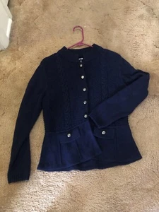 Vintage Navy Blue Button Down Womens Cardigan - Picture 1 of 4