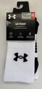 Under Armour UA Team Cushioned Crew Socks Youth Size 13.5K-4.5 White - New - Picture 1 of 5