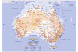 150x100cm Australia Map of Australian Geography Poster Wall Print Chart Mural - Bild 1 von 9