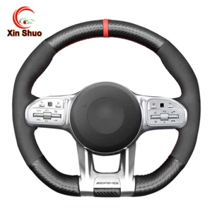 Suede PU Carbon Fiber Steering Wheel Cover for Mercedes-Benz AMG GT E63 G63 C43 - Bild 1 von 9