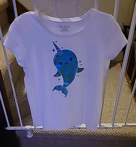 Girls Short Sleeve Narwal Graphic Tee Size 16 By Children's Place - Picture 1 of 4