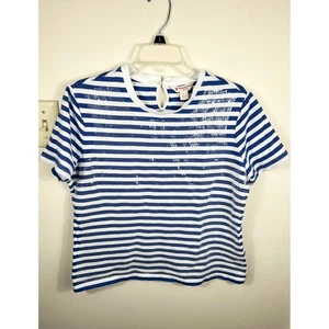 Top Brooks Brothers rojo polar lentejuelas rayas para mujer L mezcla modal vacaciones - Imagen 1 de 11